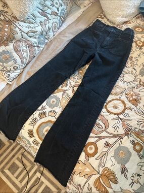 MOTHER Dark Black High-Rise Wide Leg Jeans
